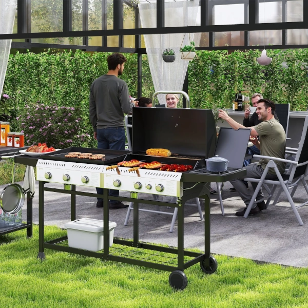 Outsunny Deluxe Duo Gas BBQ