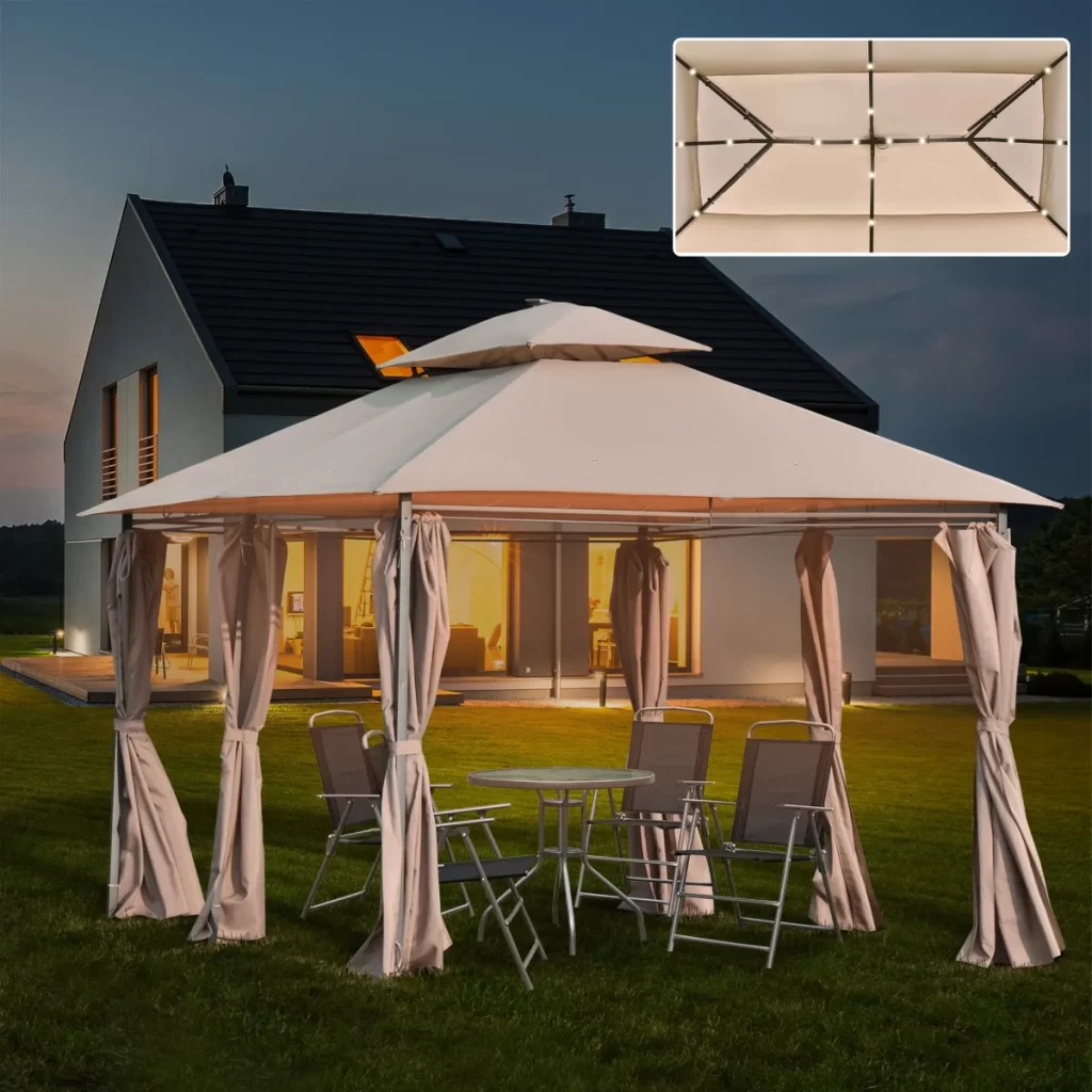 Outsunny 4 x 3(m) Outdoor Gazebo with LED Solar Light