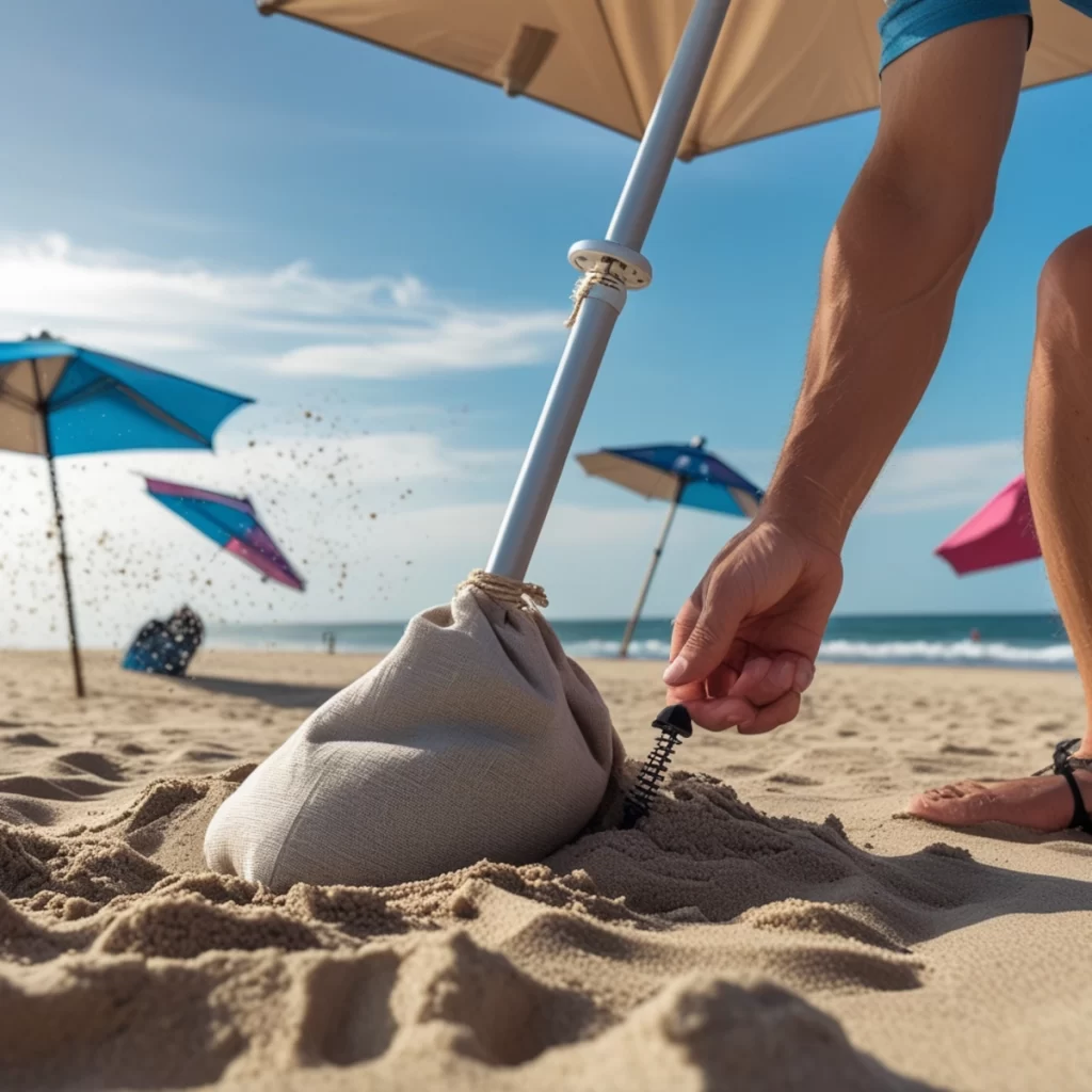 Anchoring the Umbrella to the Ground