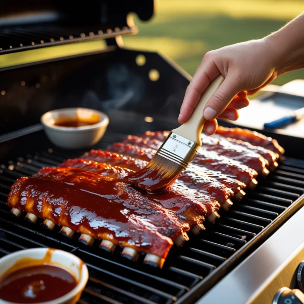 Applying Sauce on ribs