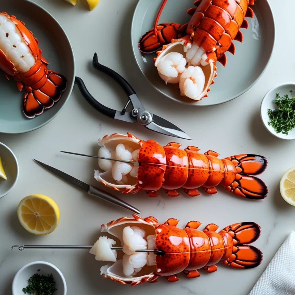  Lobster Tails Splitting and Cleaning