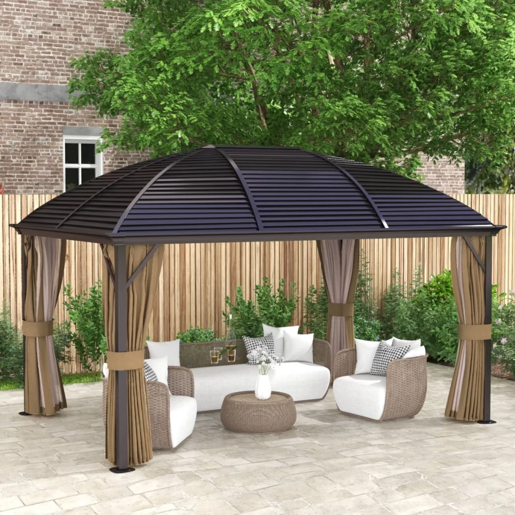 Outsunny 10' x 14' Hardtop Gazebo with Curtains