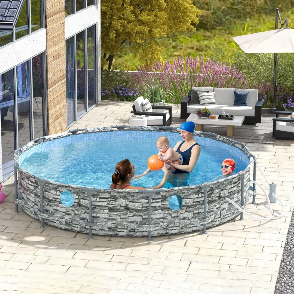  Outsunny 14-ft Round Steel Frame Pool