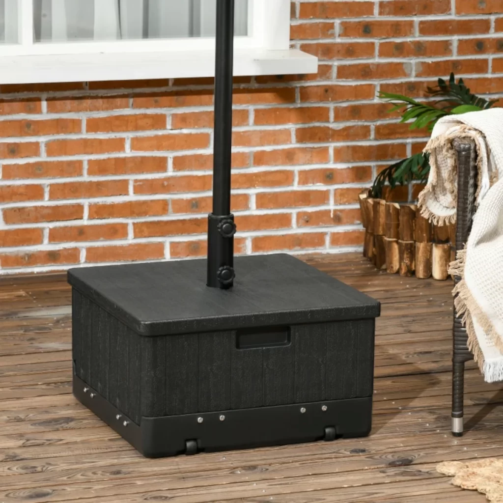 Outsunny 3-in-1 Outdoor Umbrella Base, Coffee End Table