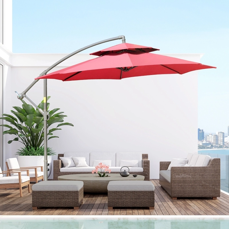 Outsunny 9' 2-Tier Cantilever Umbrella 