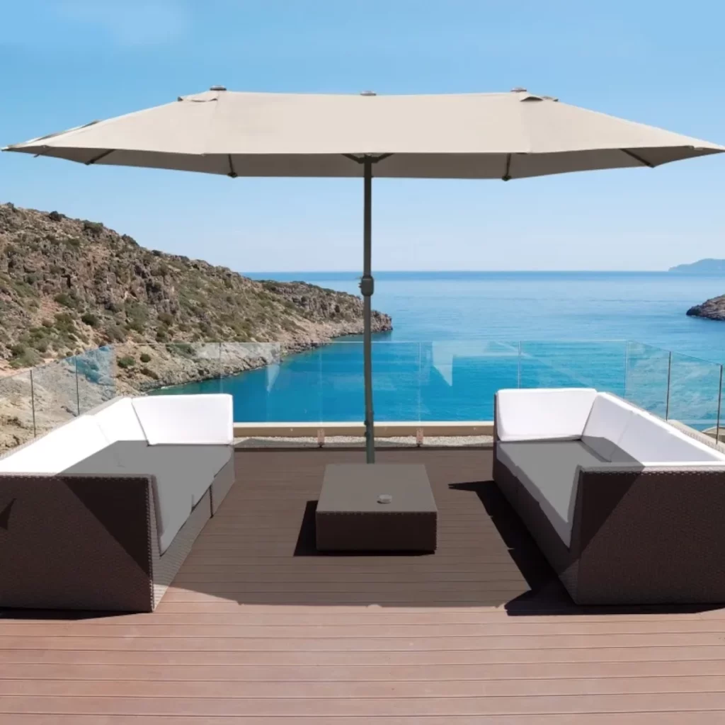 Outsunny Patio Umbrella 15' Steel Rectangular Outdoor Double Sided
