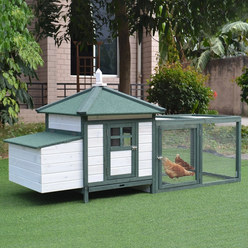 PawHut 77" Wooden Chicken Coop with Weatherproof Roof