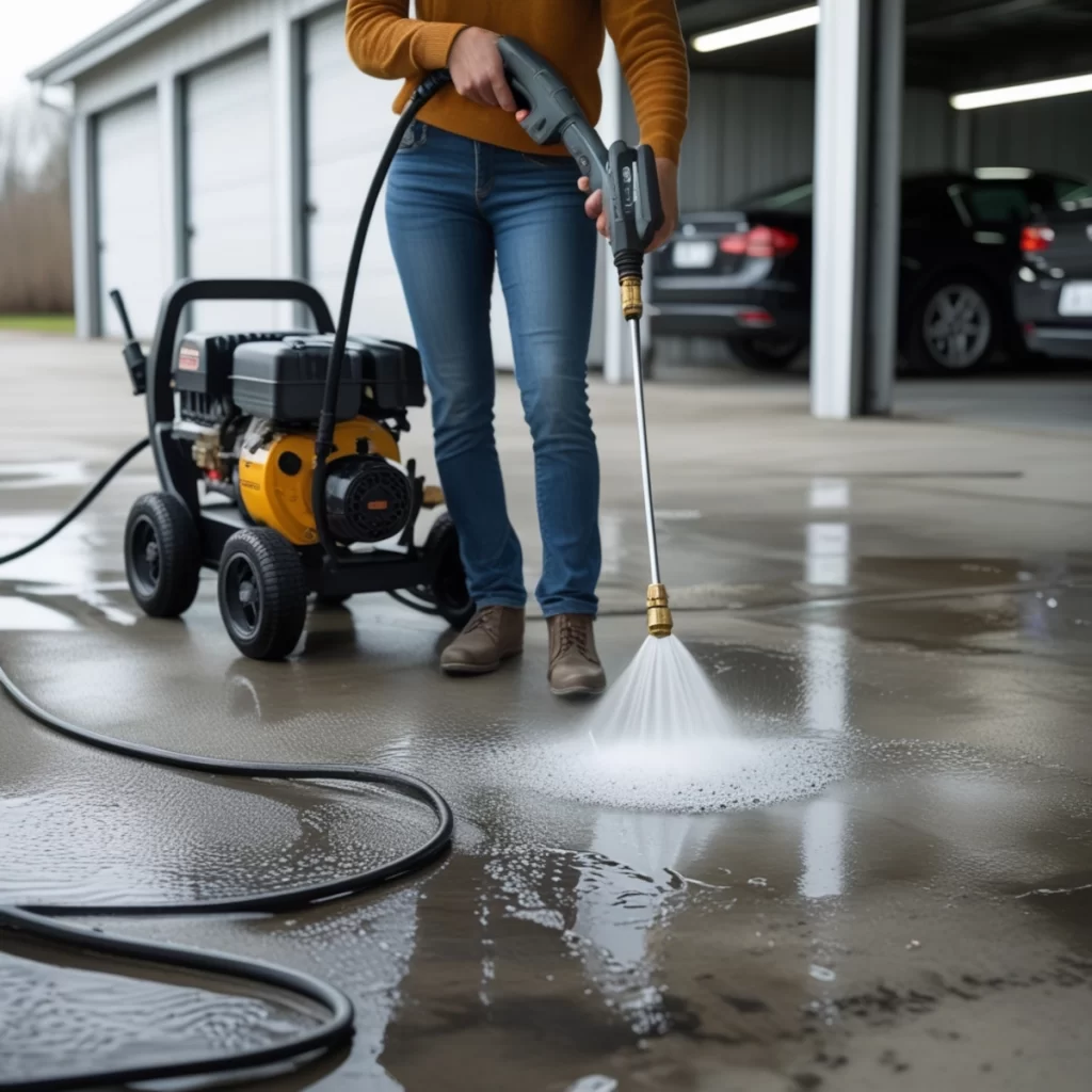 Pressure Washing the Carport Floor