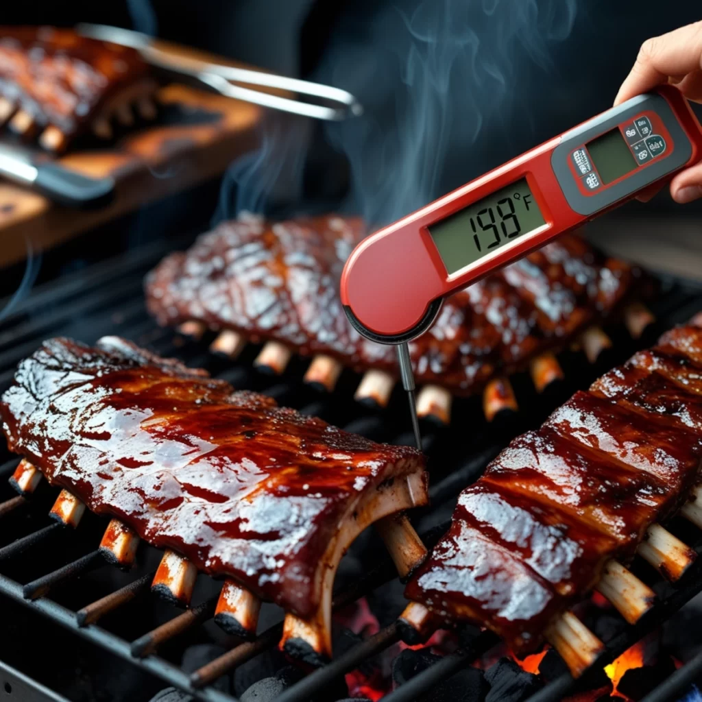 Checking ribs temp