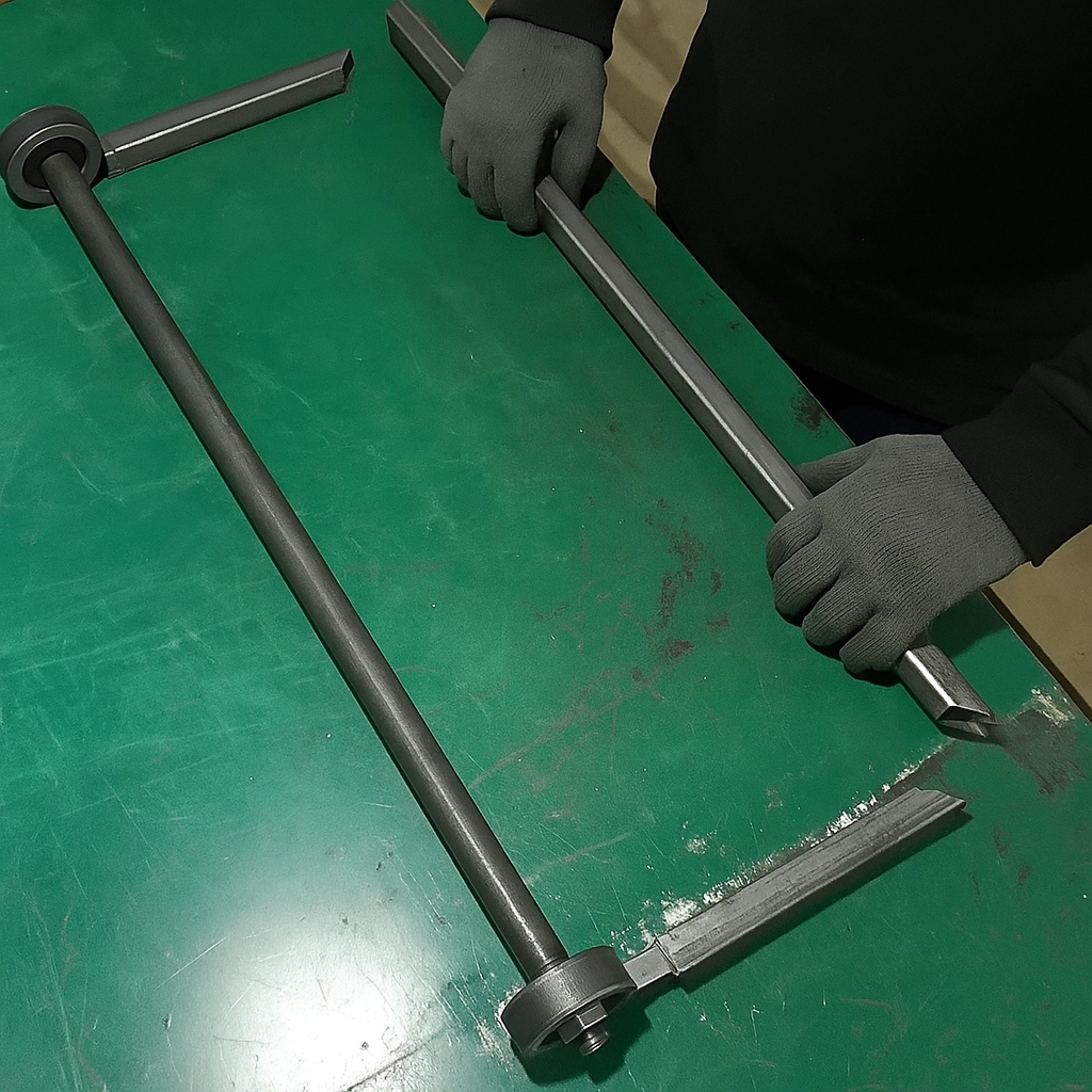 Temporarily assemble roller frame to align components before final tightening.