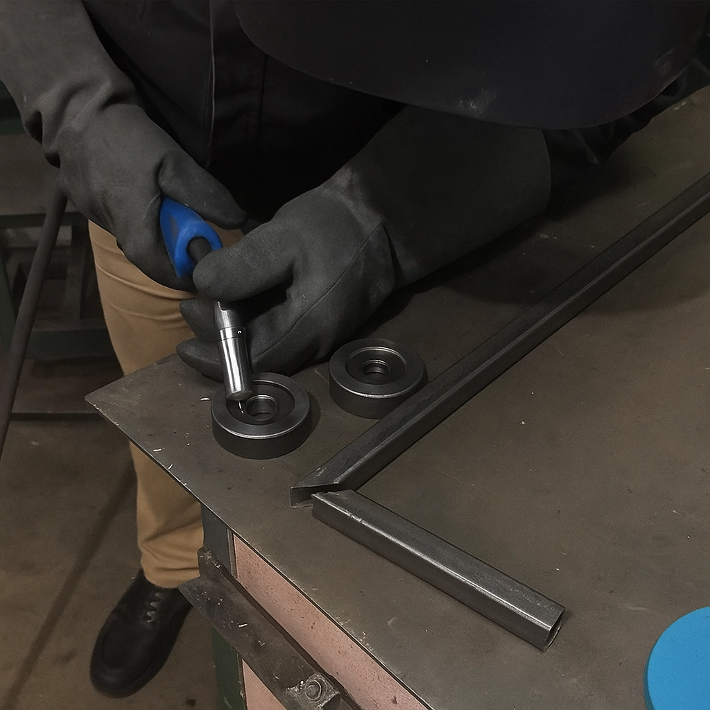 Insert bearings and bushings into drum ends to ensure smooth roller rotation.