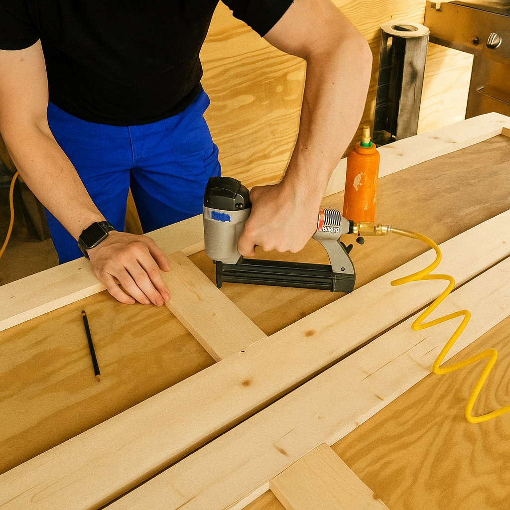 Installing hinged doors on an outdoor cabinet frame for secure and functional storage access