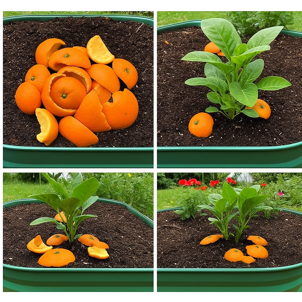 Citrus peels and lemon juice applied to garden soil to repel ants without chemicals.
