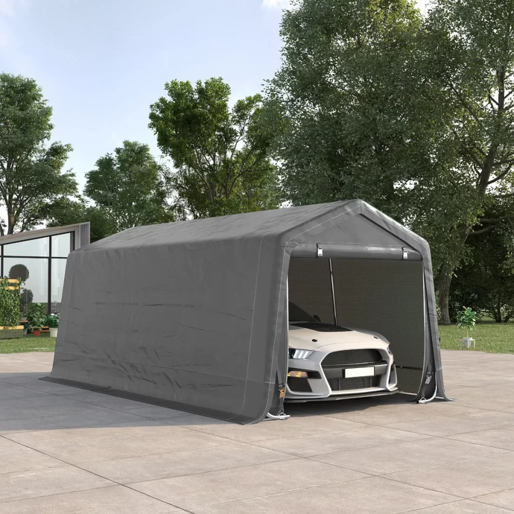 Outsunny 10' x 20' Carport with Anti-UV PE Cover and Double Zipper Doors