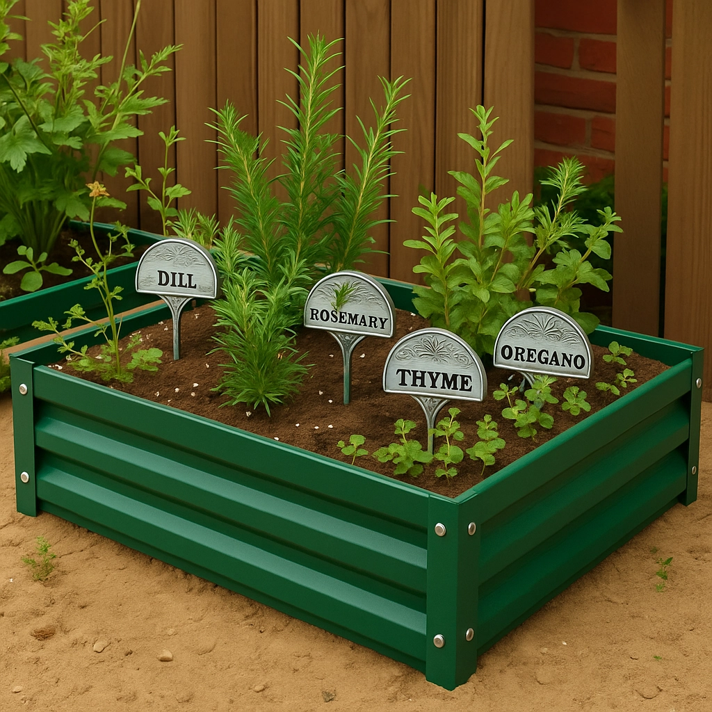 Perennial herbs like rosemary thrive in well-managed raised bed.