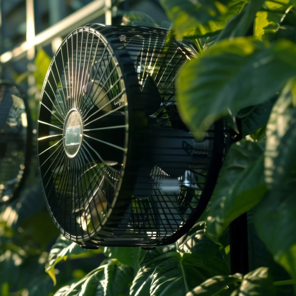 Maintaining proper airflow in greenhouse to prevent plant diseases.