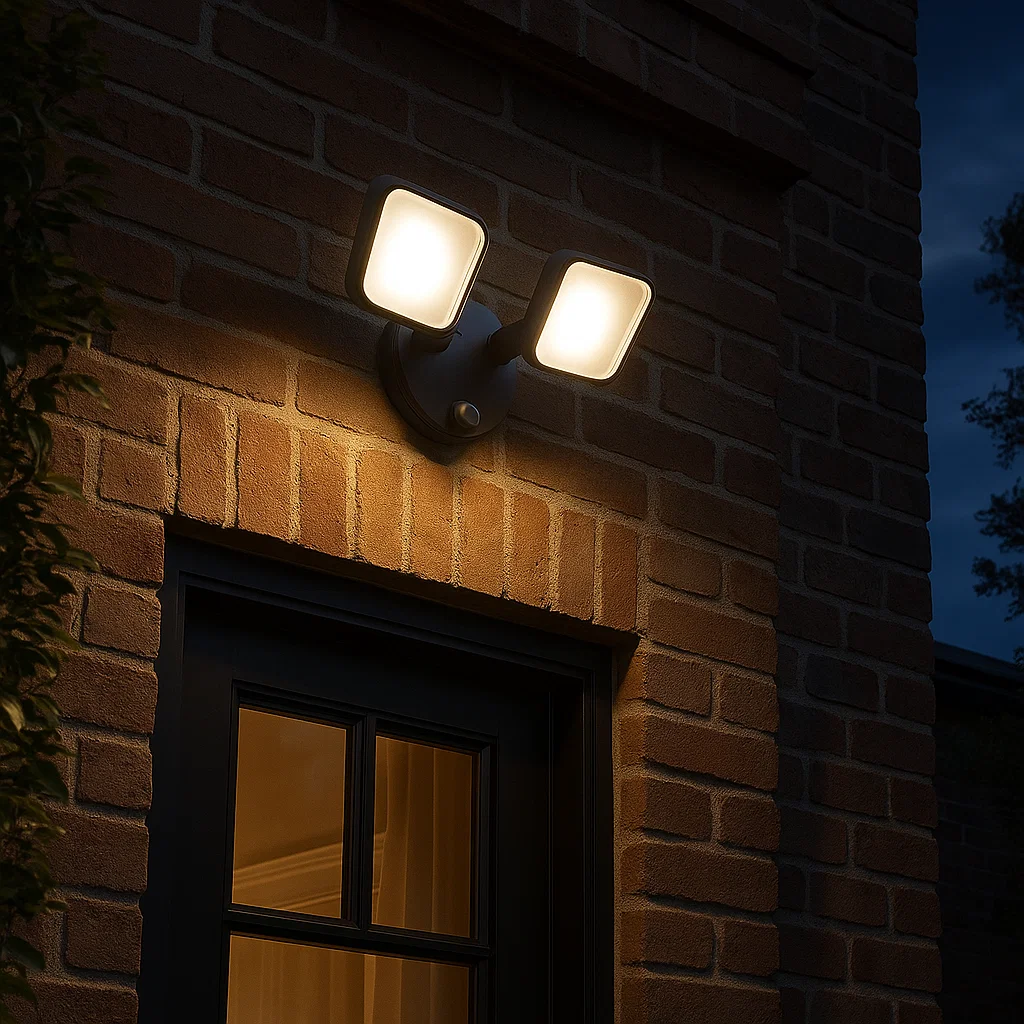 Motion sensor security lighting for enhanced home protection and visibility at night.