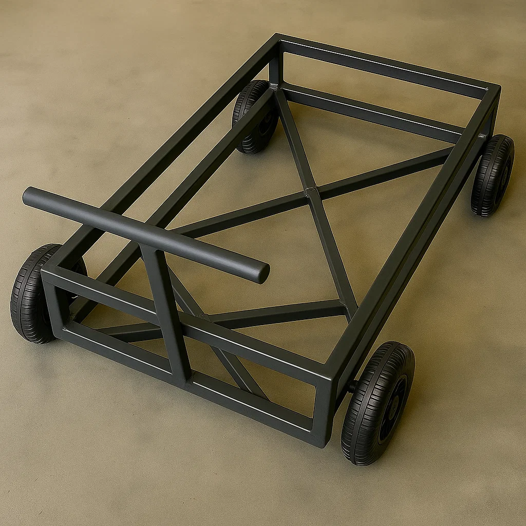 Handle being attached to the cart for easy pulling.