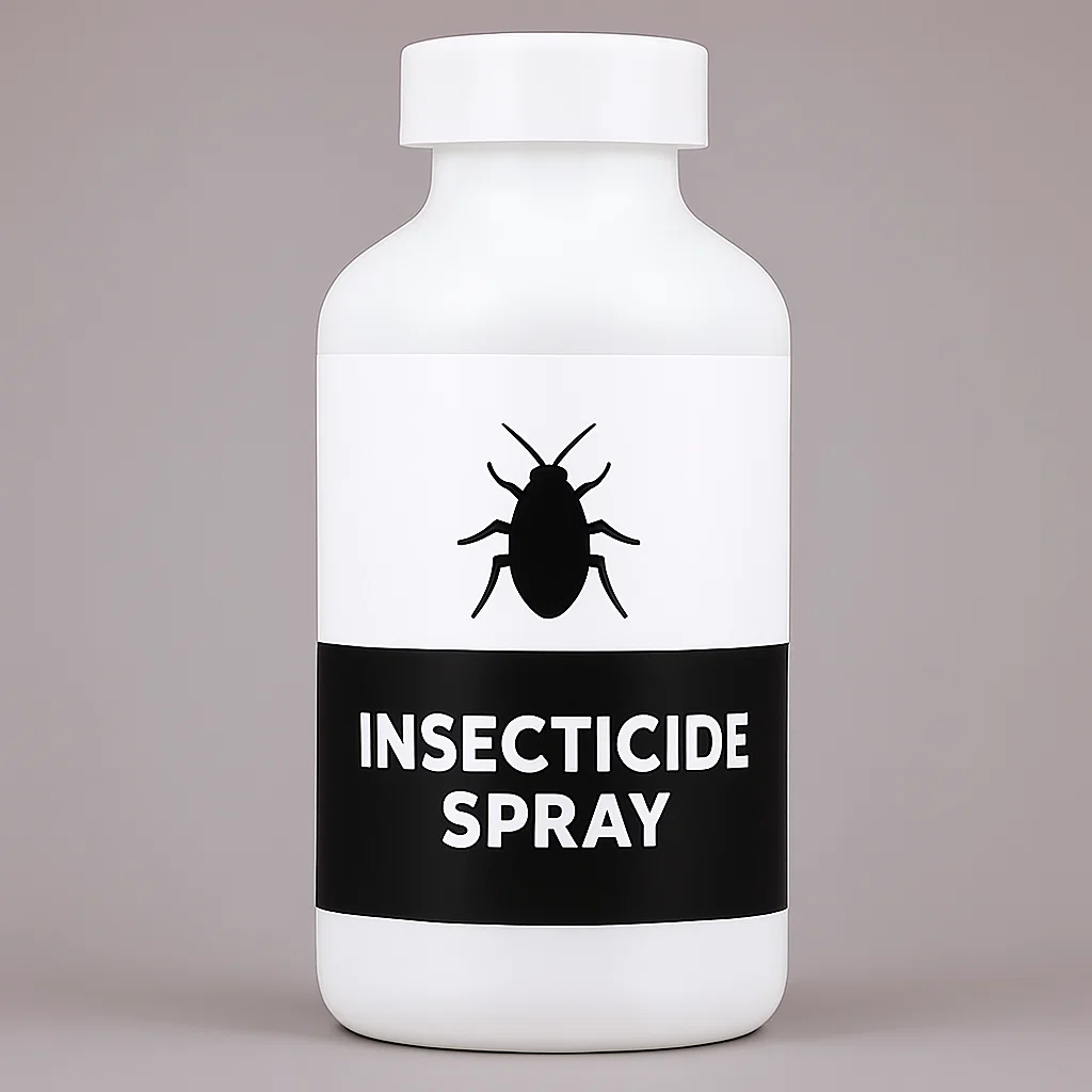 Hand spraying pantry guard insecticide on kitchen shelves to eliminate pantry bugs.