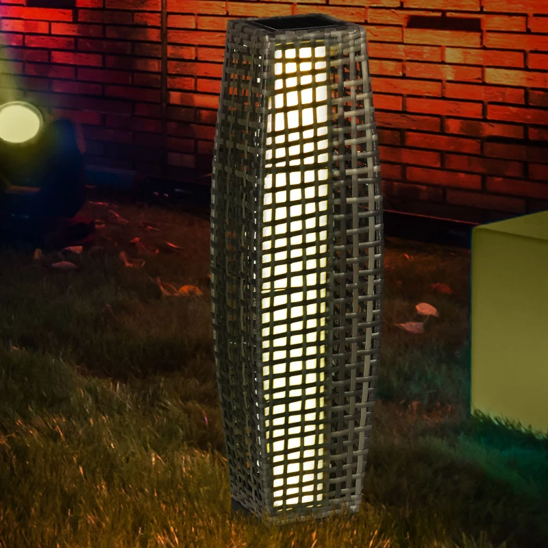 Stylish outdoor floor lamp providing soft ambient lighting for garden spaces.