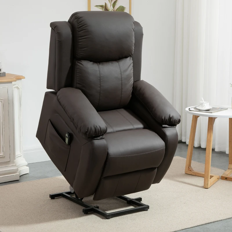 Grey power recliner with adjustable headrest and footrest in contemporary living room.