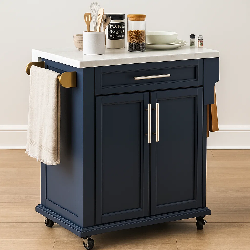 Stylish kitchen island with contemporary design and storage.