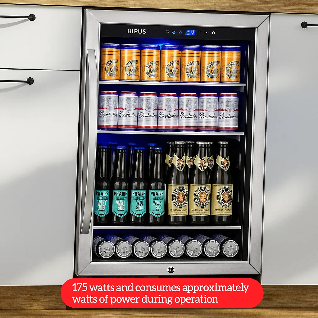 Beverage cooler with assorted soda and beer bottles on shelves.