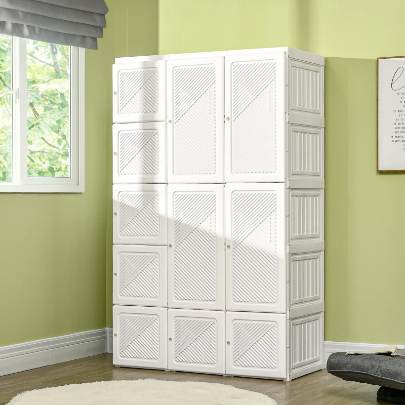 Portable foldable wardrobe with storage compartments