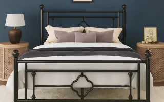 Metal bed frame as a stylish, functional centerpiece enhancing bedroom aesthetics and comfort.