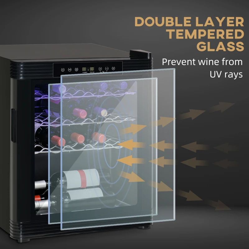 Double-layer glass door blocking UV rays in wine fridge