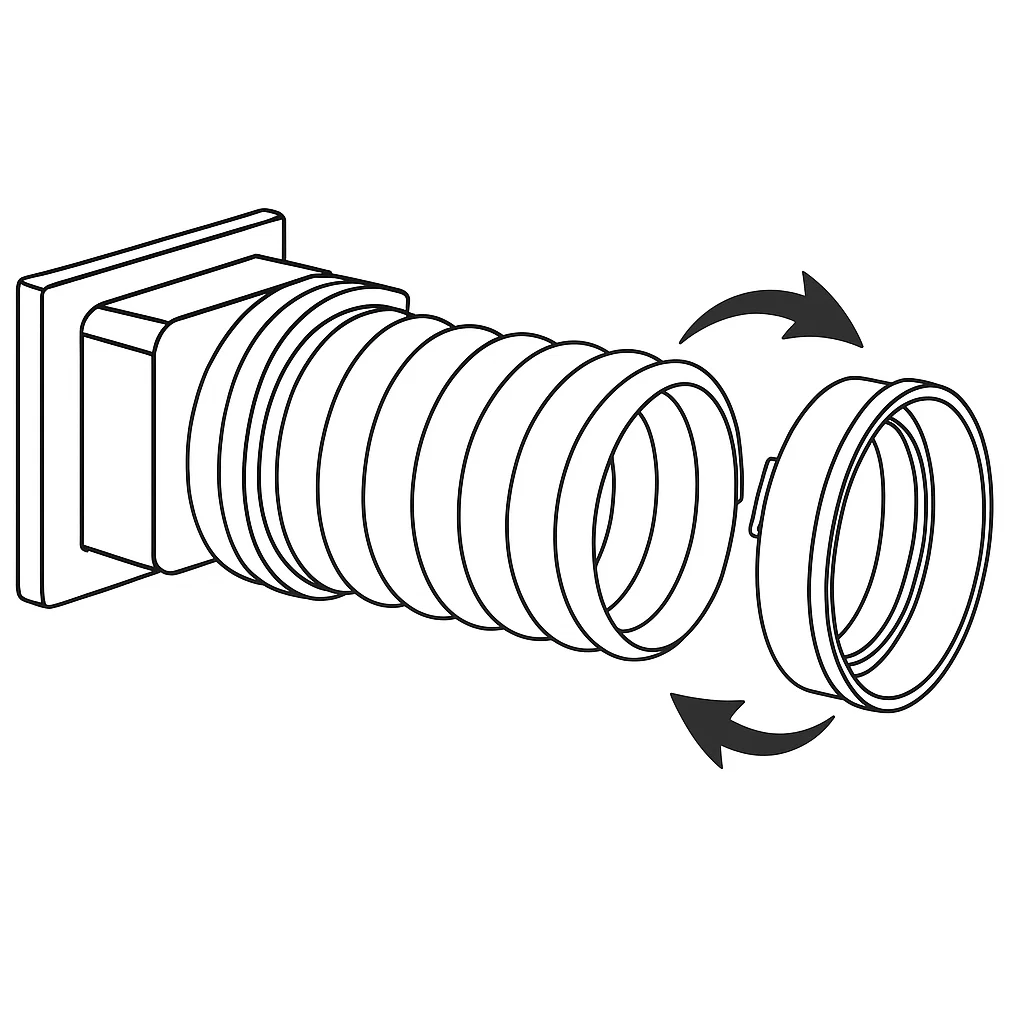 Window adapter being connected to flexible exhaust hose