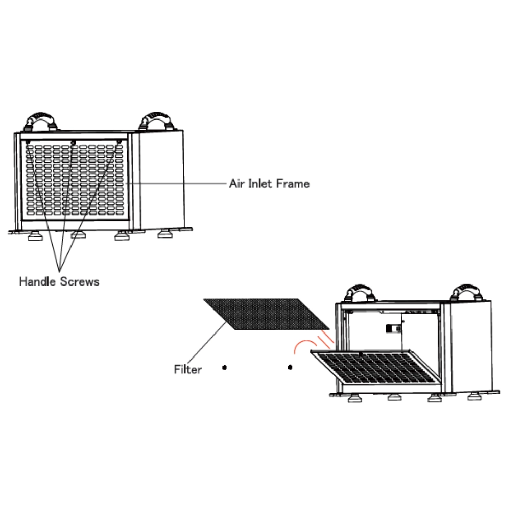 Air inlet frame with removable filter for cleaning