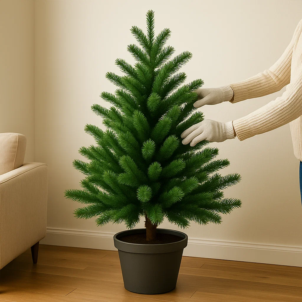 Adjusting artificial tree branches for fuller appearance