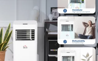 Portable air conditioner with included exhaust hose, adapter, remote, and kit
