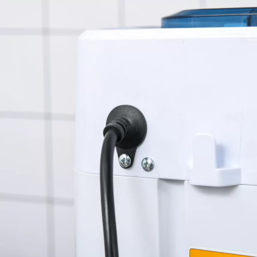Close up of washing machine power cord 
