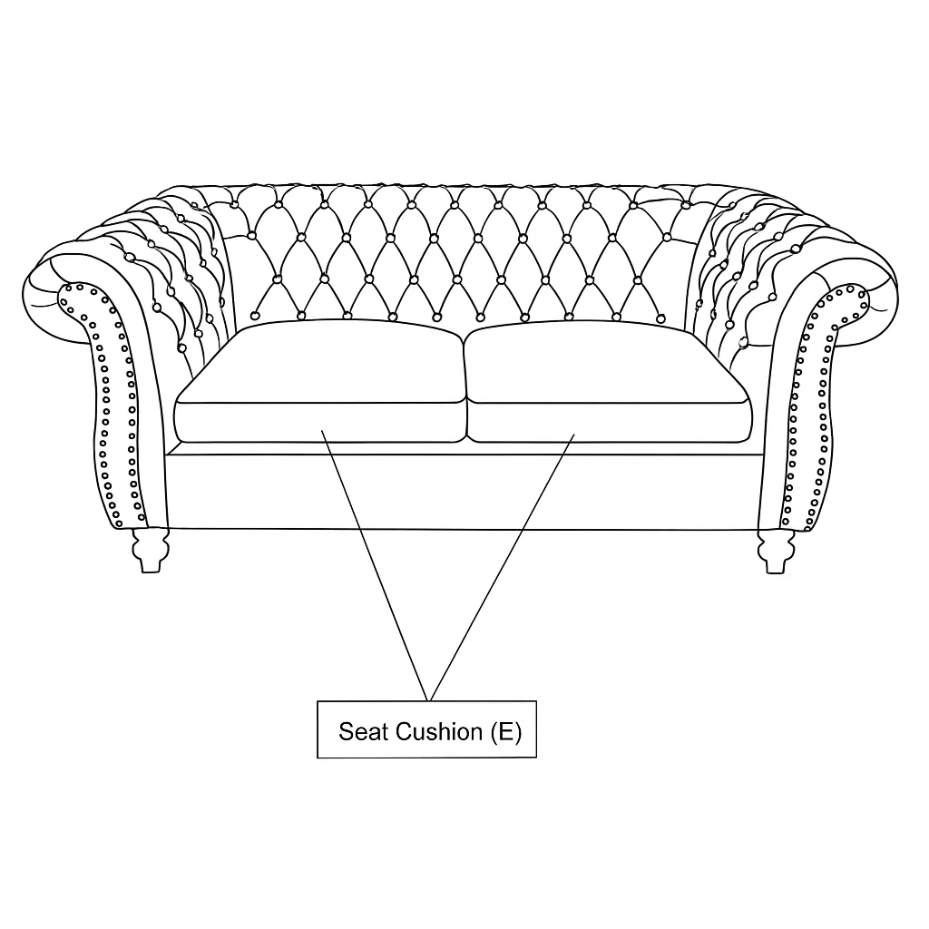 Sofa diagram showing placement of two seat cushions.
