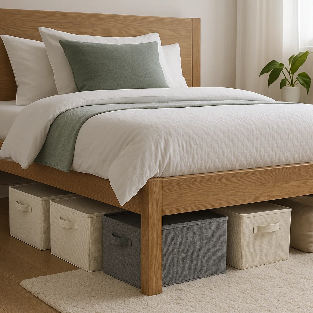 Under bed frame storage cabinets