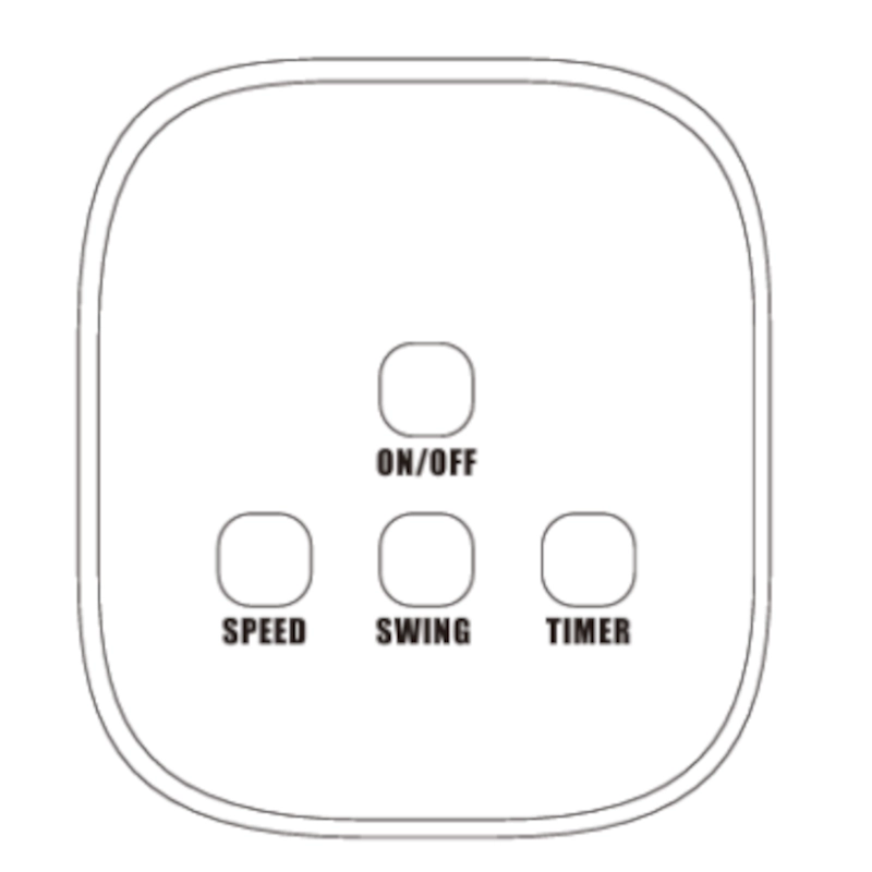 Tower fan control panel with on off, speed, swing, timer