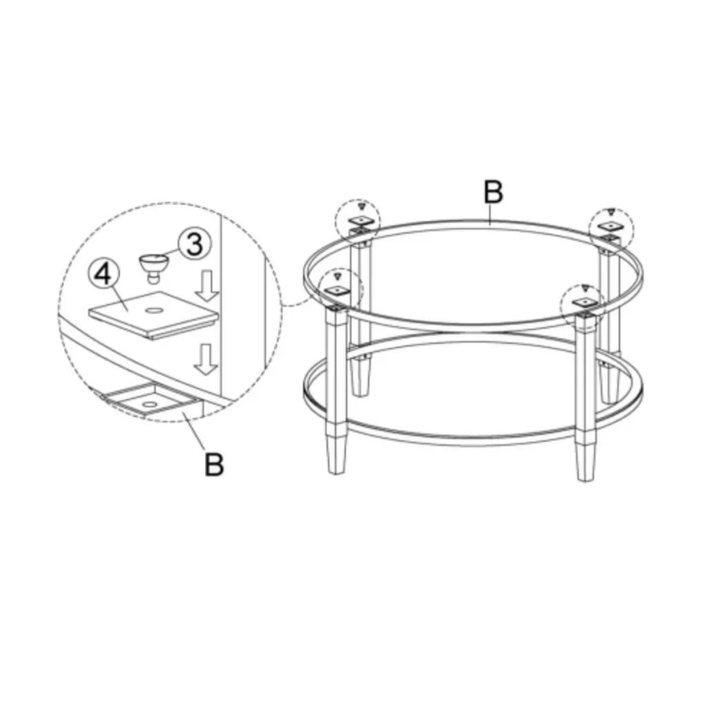 Fixing metal caps with antiskid pads onto top frame