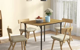 Cozy dining area with four chairs and light-wood table near window