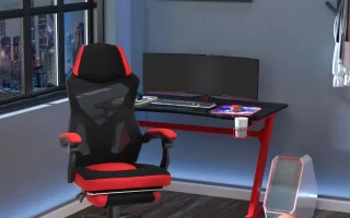Modern red and black gaming chair in stylish setup