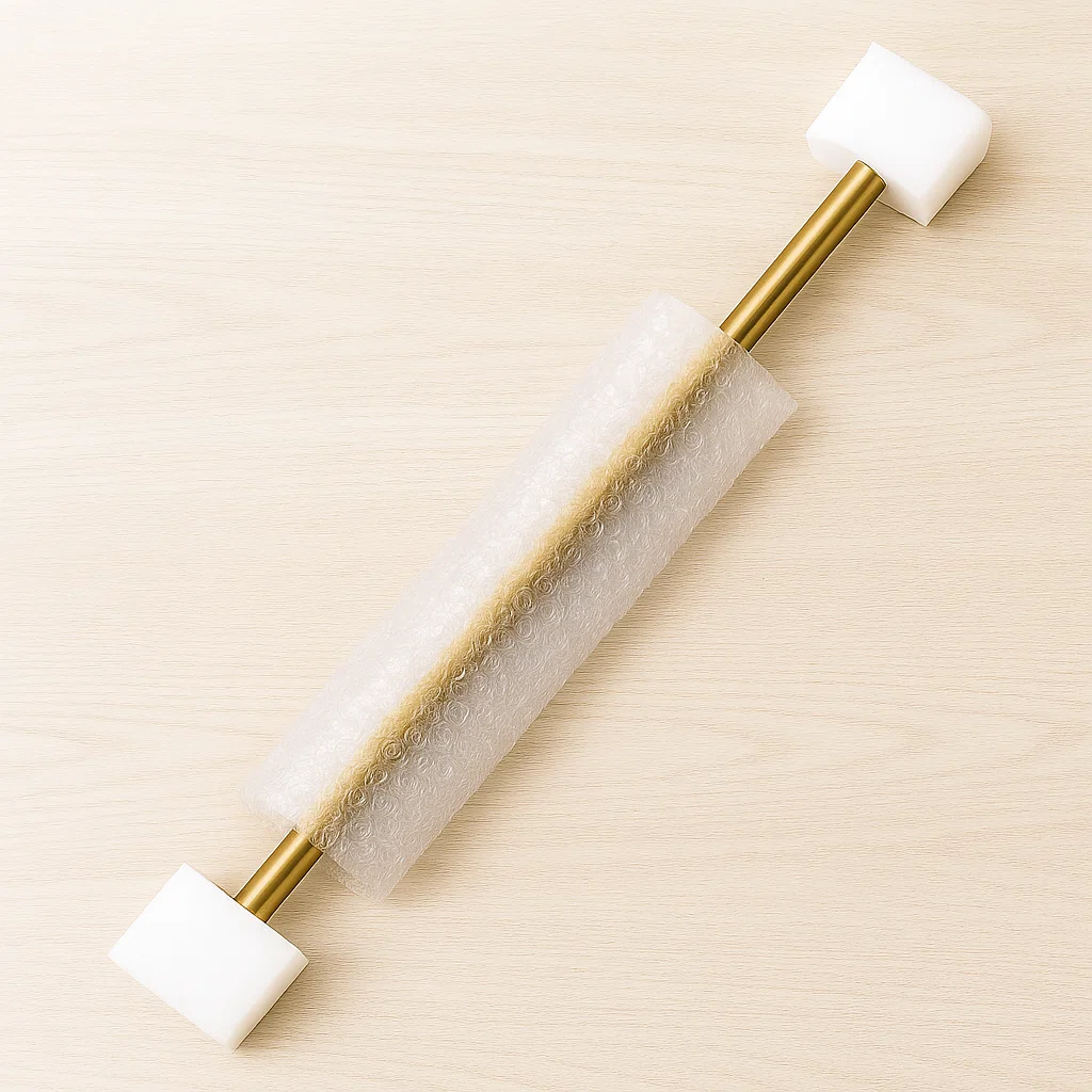 Wrap bubble wrap around lamp pole for protection.