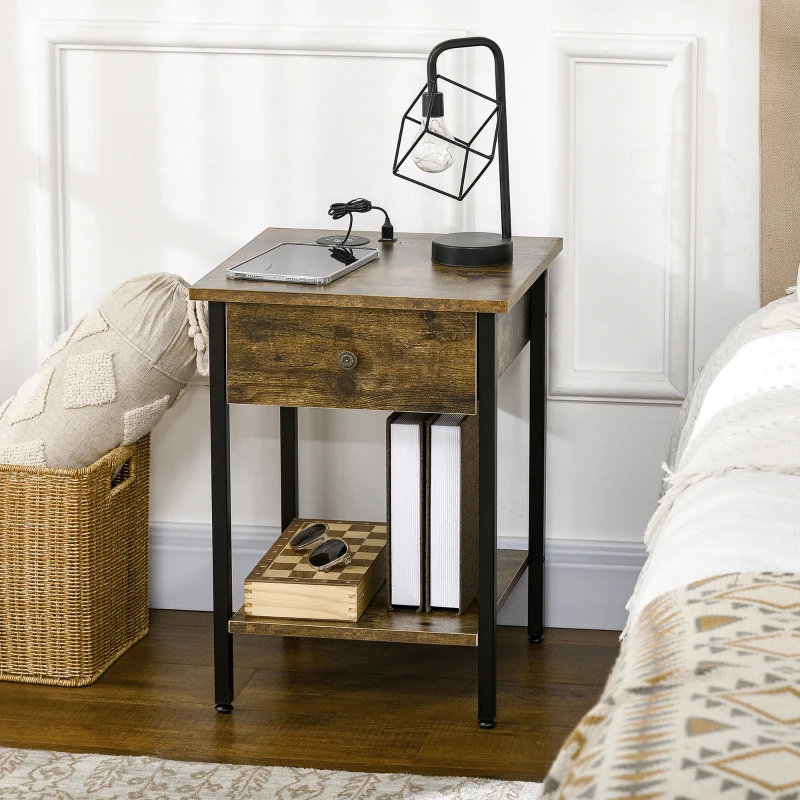 Modern white end table with wireless charging and tabletop
