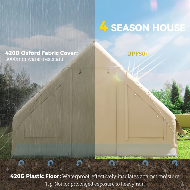 Four-season waterproof tent under rain and sun protection