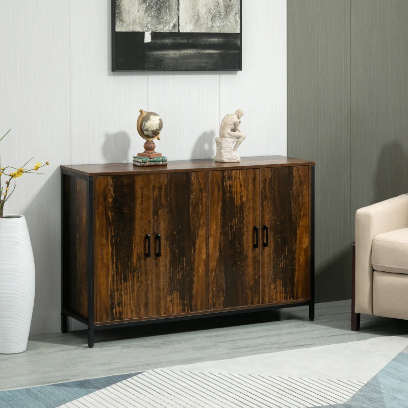 Rustic wood sideboard in modern living room décor