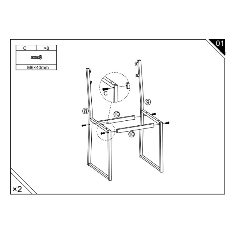 HOMCOM Industrial 4 Piece Dining Set Assembly Manual (SKU:835-371) - Aosom